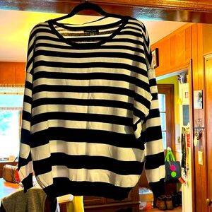 Cable & Guage black and white striped sweater